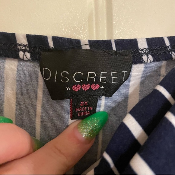 DISCREET Striped Summer Jumpsuit Sexy Tie Bowknot Long Pants Romper - Size 2X - Picture 6 of 7